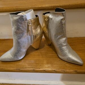 Kenneth Cole Metallic Silver and Gold Heeled Boots